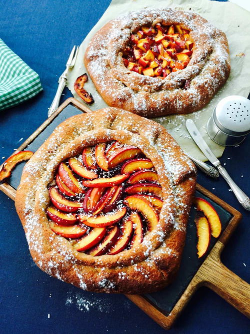 Spelt Flour Coconut Quince Jam and Peach Homemade Galette