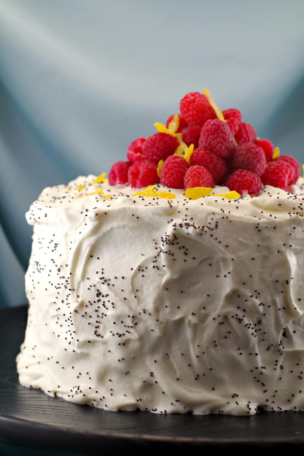 Lemon Poppy Seed Torte with Raspberry Curd Filling