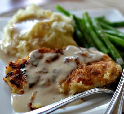 Pan Fried Chicken with Creamy Gravy