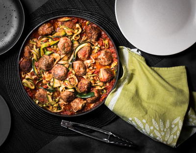 Meatballs with Zoodles Recipe (Made Without a Spiralizer)