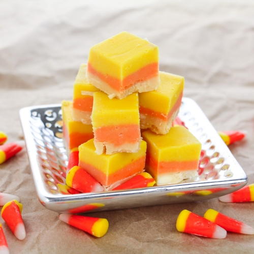 Candy Corn Fudge - 4 Ingredient Halloween Recipe