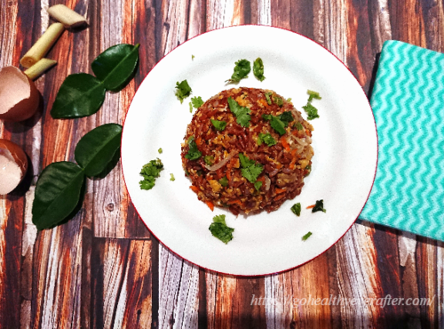 Stir-Fried Red Rice with Thai Flavors