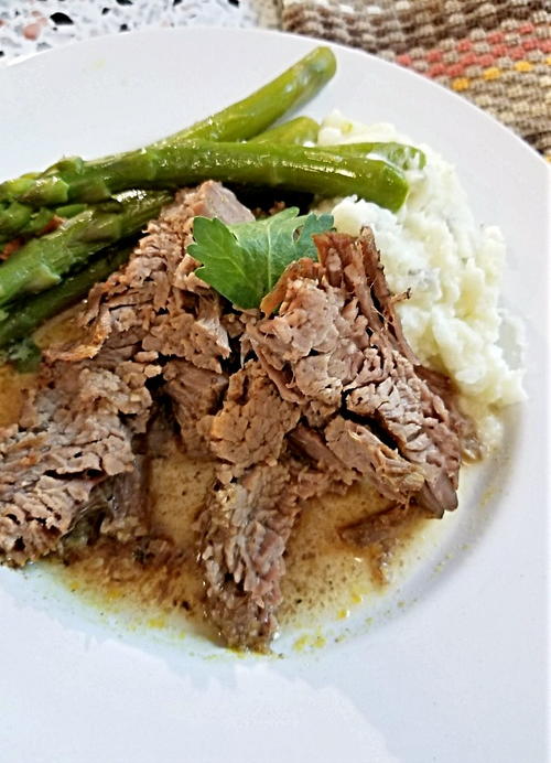 Beer Braised Slow Cooker Flank Steak