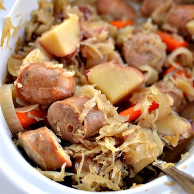 Slow Cooker Sauerkraut and Sausage