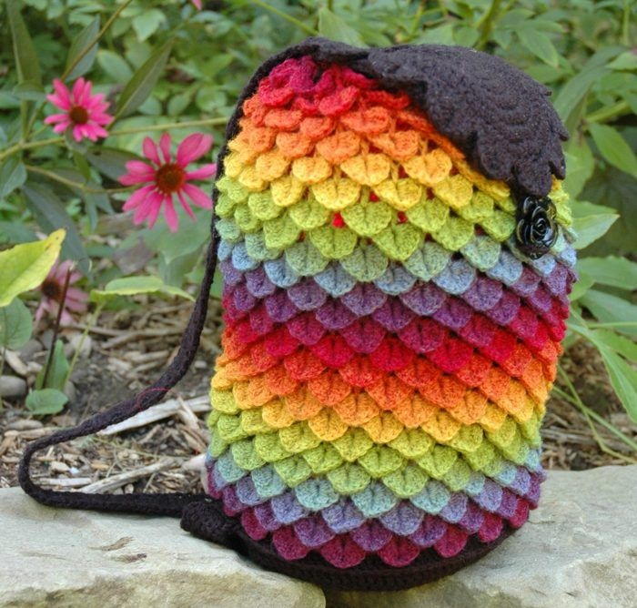 Rainbow Dragon Bag | AllFreeCrochet.com