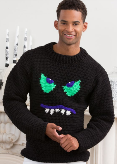 Monster Face Crochet Sweater