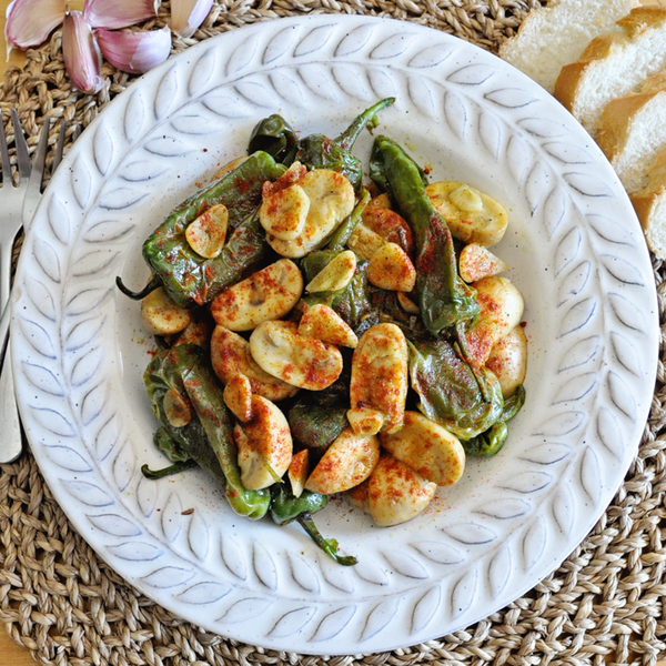 Garlic Mushrooms with Spanish Padron Peppers