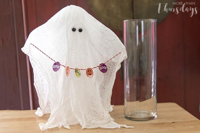 BOO! Cheesecloth Ghost Container Decoration | AllFreeHolidayCrafts.com