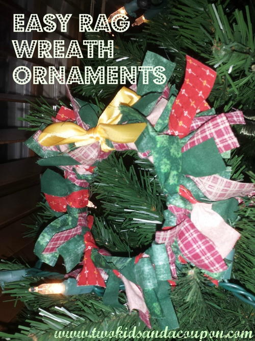 Easy Rag Wreath Christmas Ornaments