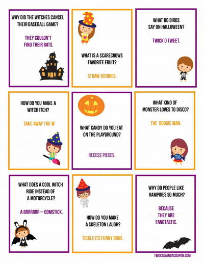 Free Printable Halloween Lunchbox Jokes