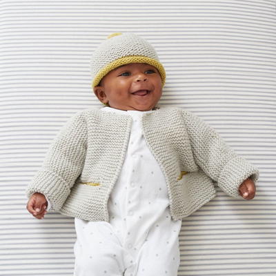 Garter Stitch Jacket and Hat Knitting Pattern for Baby