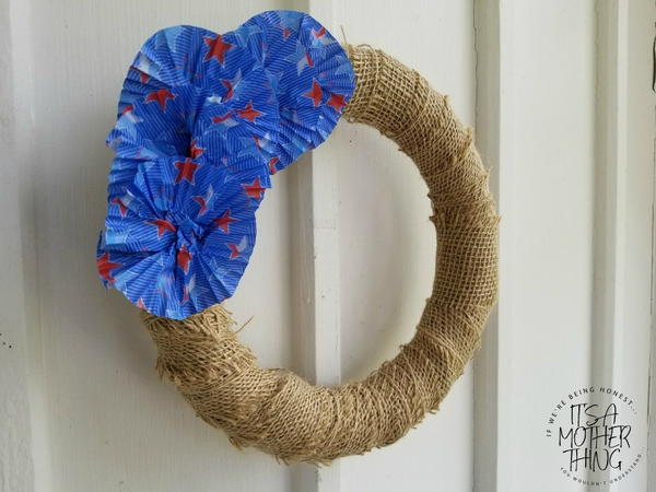 Dollar Store DIY Patriotic Cupcake Wreath