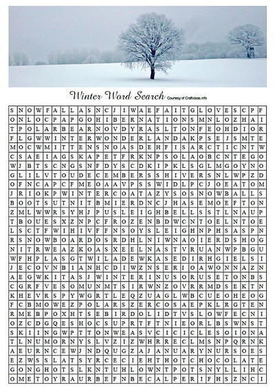 Winter Word Search Printable