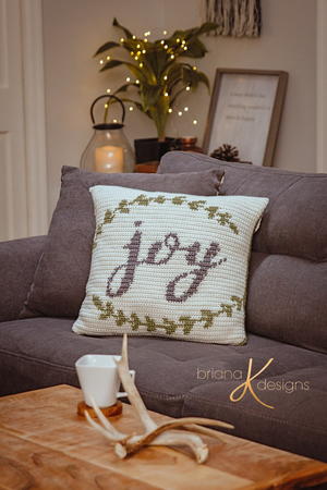 Joy Crochet Pillow Cover | AllFreeCrochet.com