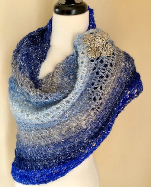Gem of the Sea Asymmetrical Crochet Shawl