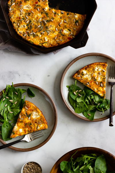 Baked Frittata with Sausage, Kale, and Sun-Dried Tomato Pesto