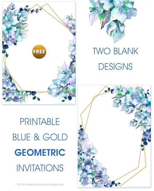 Blue Watercolor Invitations or Journaling Cards