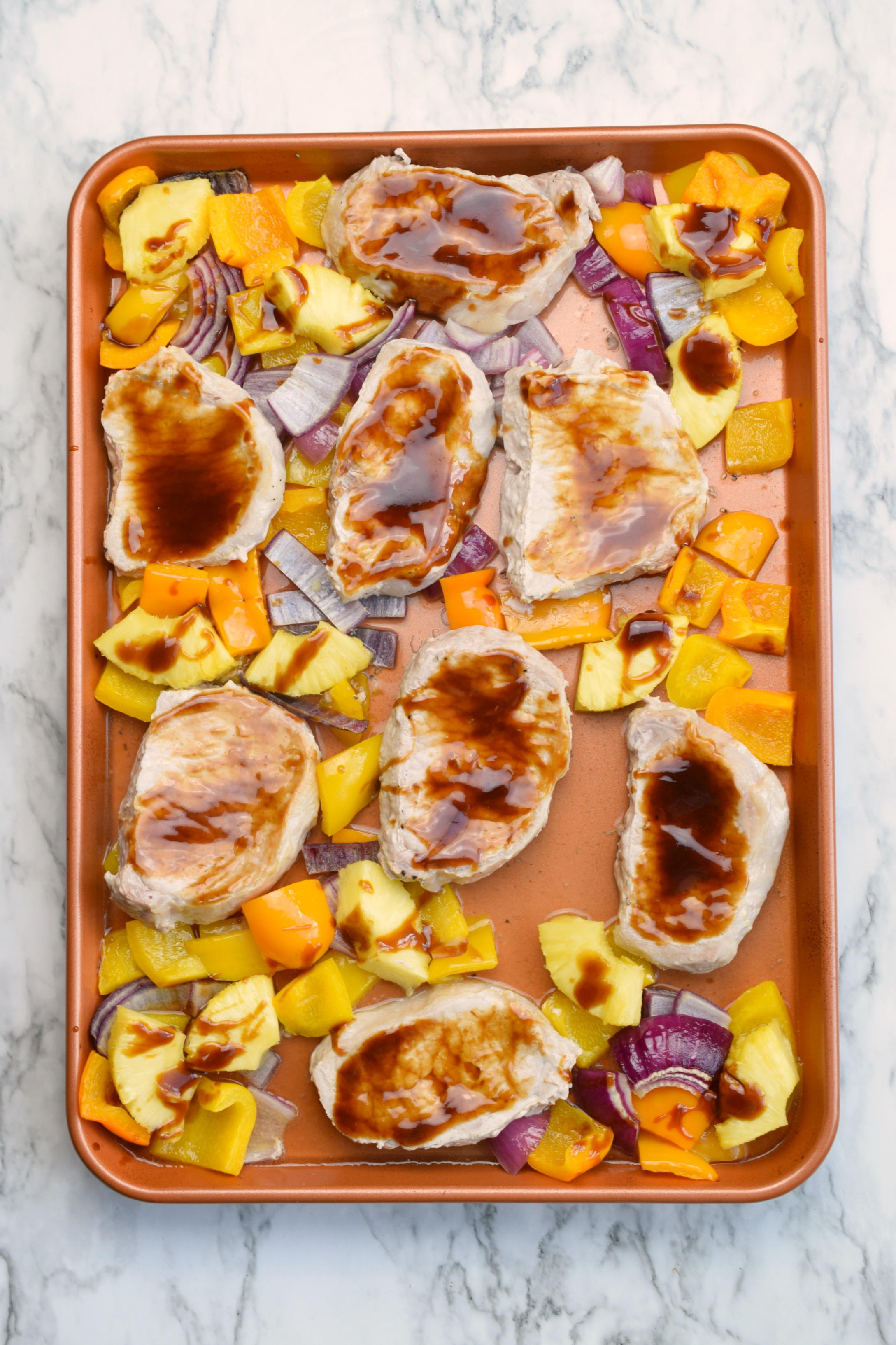 Polynesian Sheet Pan Pork Chops