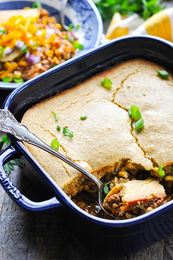 Ground Beef Casserole with Cornbread Crust