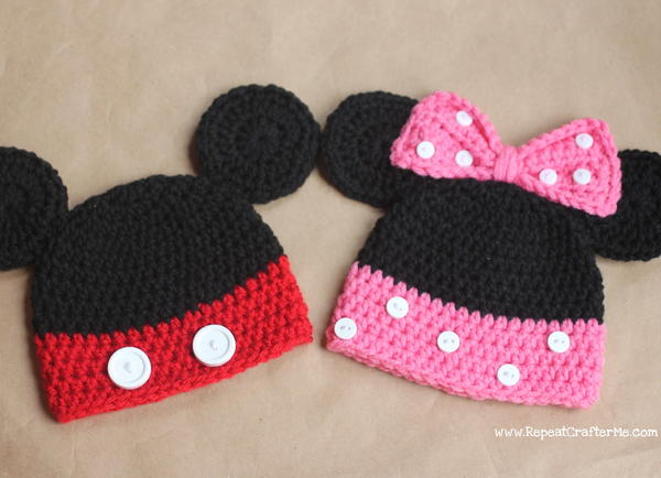 Mickey and Minnie Crochet Hats