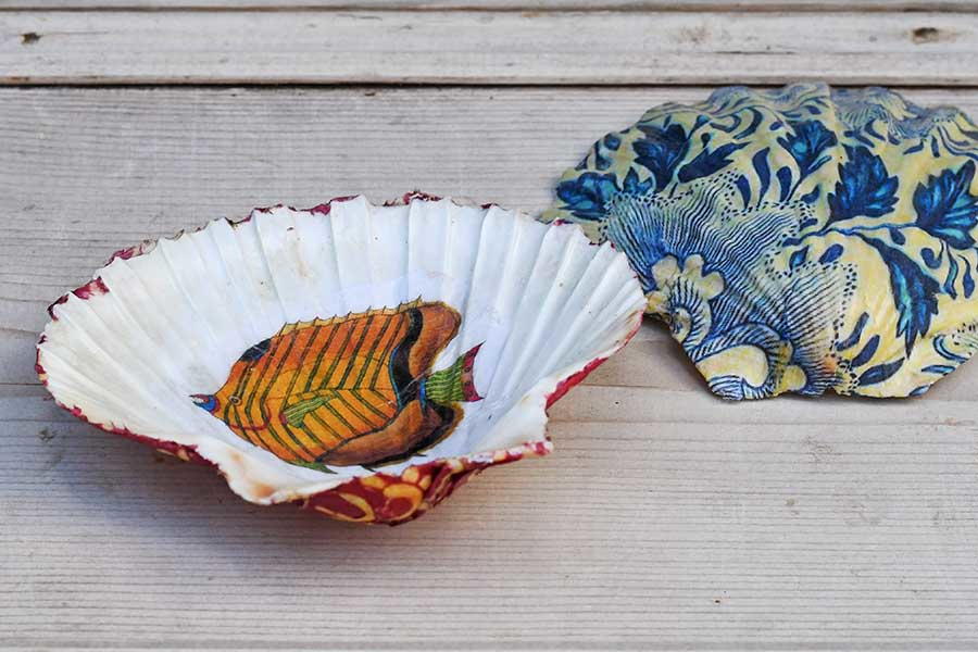 DIY Decoupage Shell Trinket Dishes | FaveCrafts.com