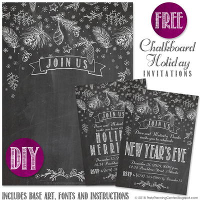 Free Printable Holiday Chalkboard Invites