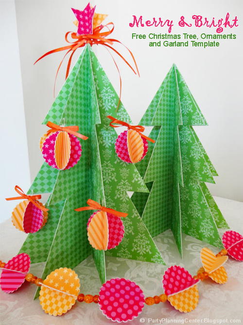 Printable Christmas Tree, Ornaments and Garland 