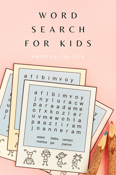 Word Search For Kids – Family Member Names