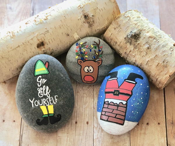 Silly Christmas Painted Rocks