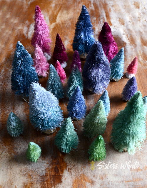 Colorful Bottle Brush Christmas Trees