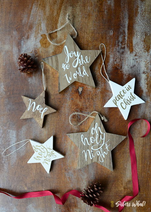 Hand Lettered Christmas Ornaments