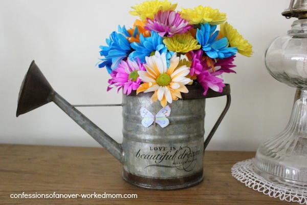 Decoupaged Metal Watering Can Tutorial DIY