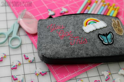 DIY embroidered felt pouch