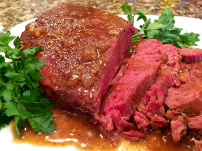 Slow Cooker Corned Beef With Guinness Reduction