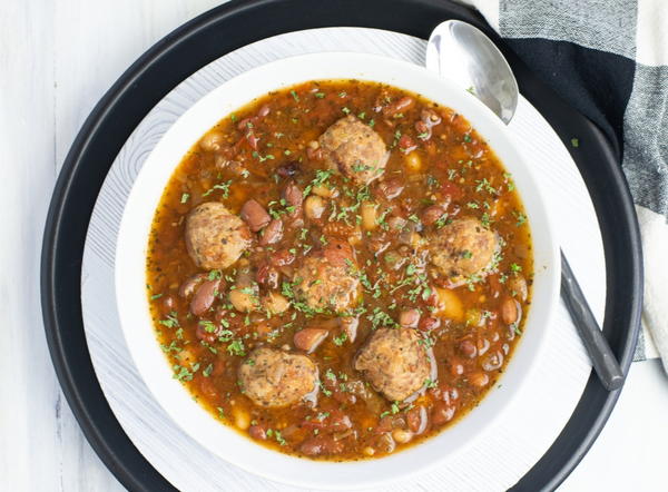 Slow Cooker Italian Bean Meatball Soup