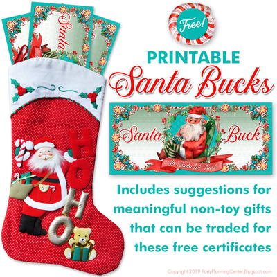 Santa Bucks Printable Kids Gift Certificates