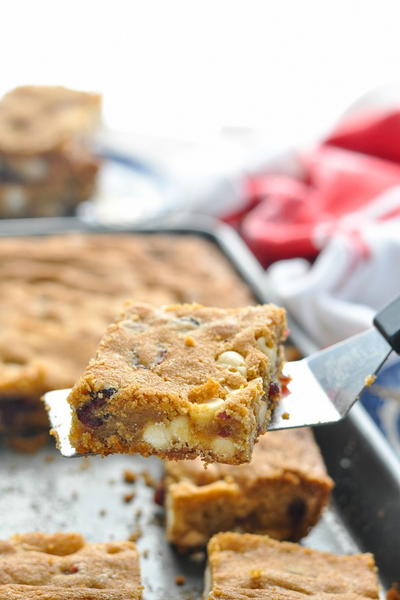 Cranberry and White Chocolate Chip Blondies