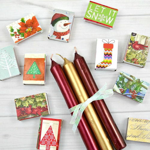 DIY Decorative Matchbox from Recycled Christmas Cards