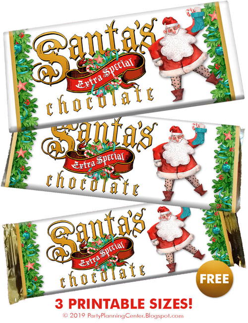 Cheerful Santa Christmas Candy Bar Wrapper