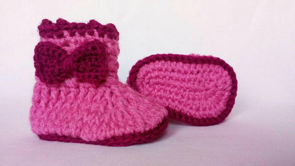 Crochet Pink Baby Boots 