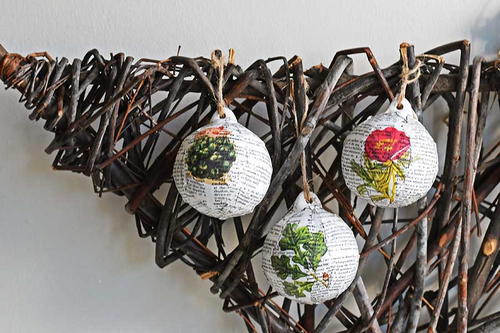 Dictionary Decoupaged Christmas Baubles