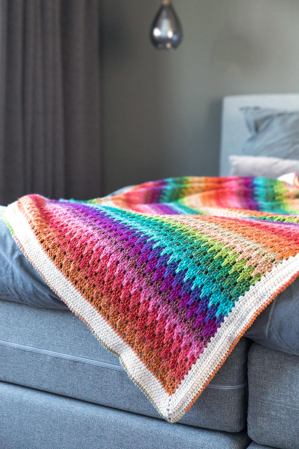 Crochet rainbow blanket free patterns Big Larksfoot Rainbow Blanket | AllFreeCrochetAfghanPatterns.com