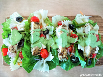 Lettuce Wraps with Chicken and Pasta Salad