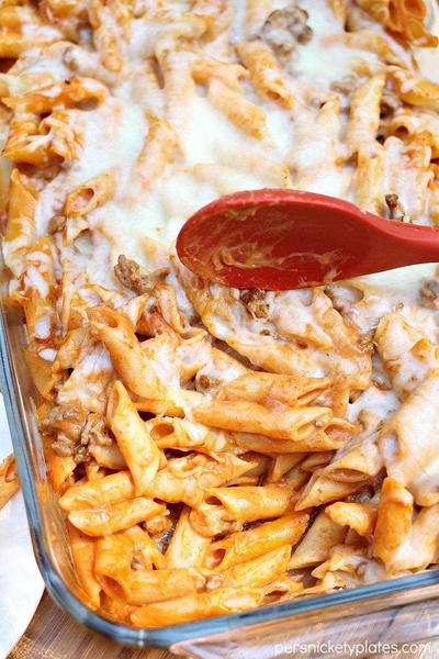 BAKED RED AND WHITE MOSTACCIOLI
