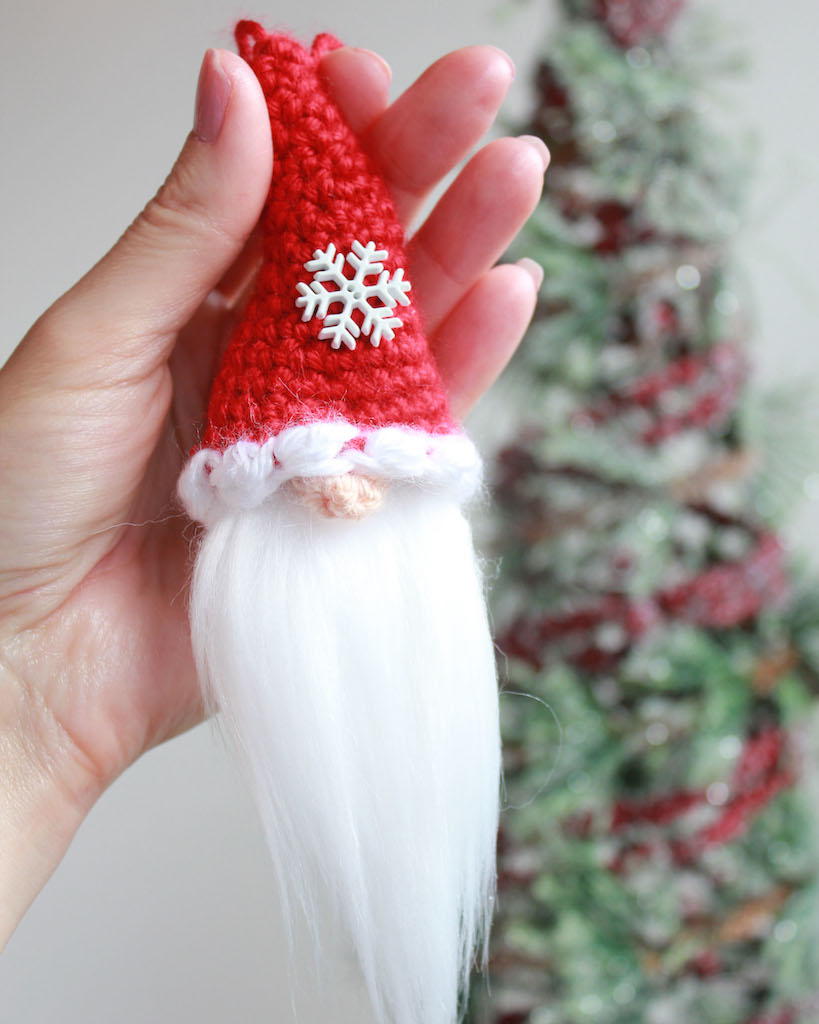 Santa Gnome Christmas Ornament | AllFreeCrochet.com