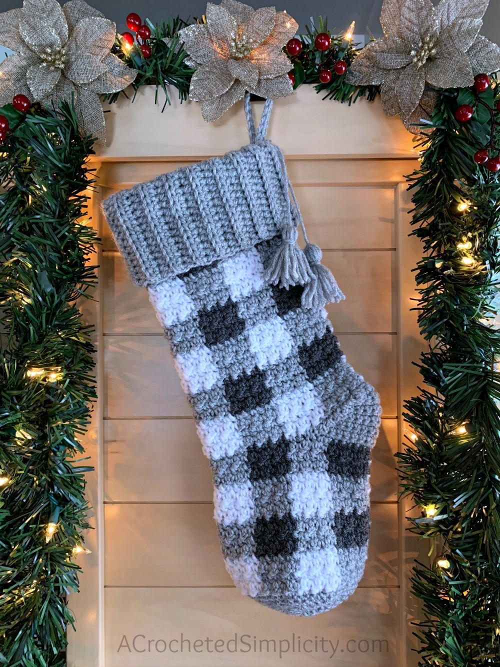 Crochet Buffalo Plaid Stocking - Crochet Pattern