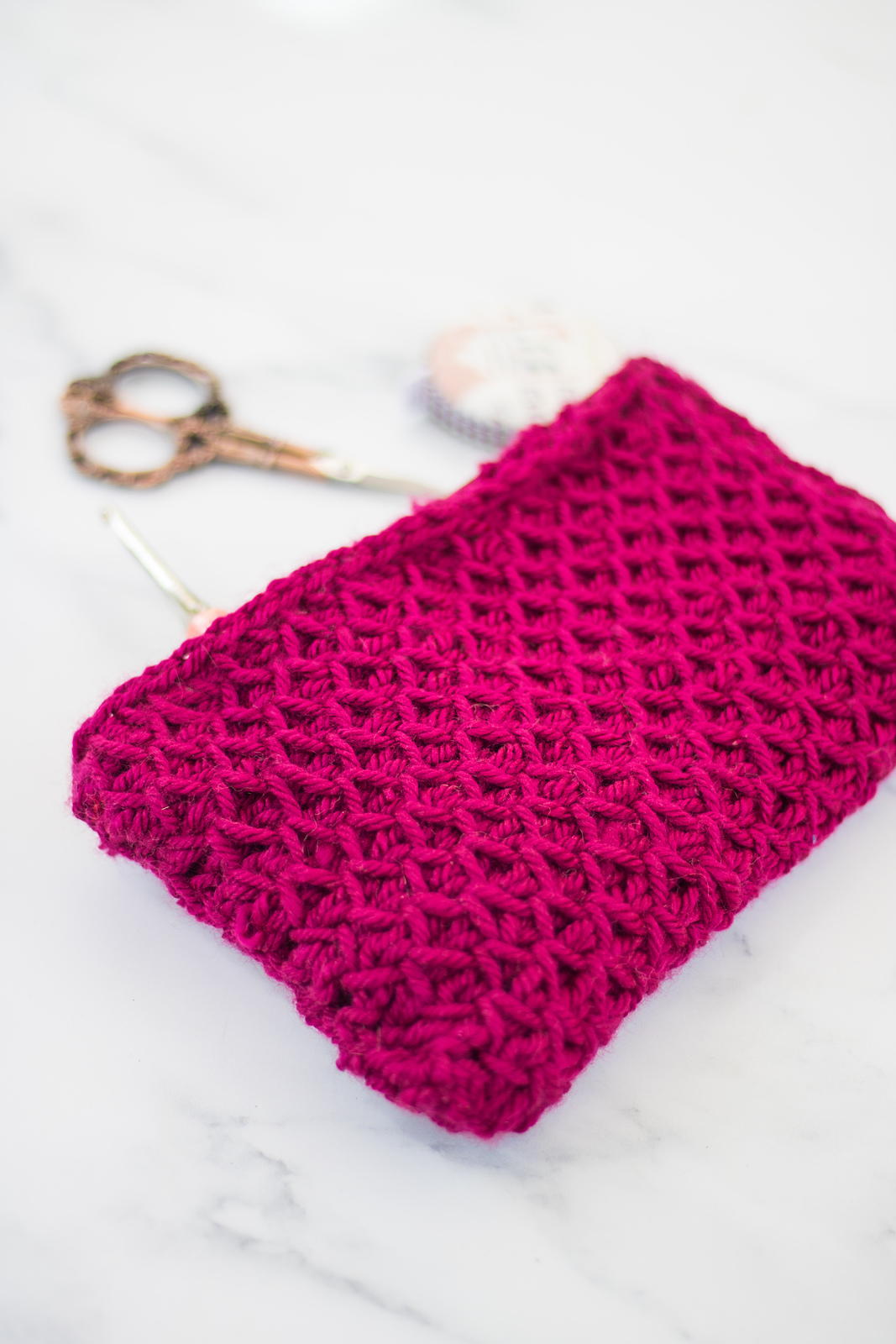 Tunisian Smock Pouch | AllFreeCrochet.com