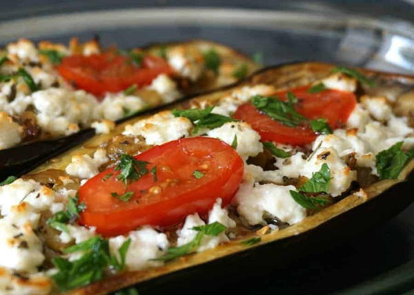 Roasted Eggplant with Tomato and Feta