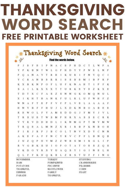Thanksgiving Word Search Printable | AllFreeKidsCrafts.com