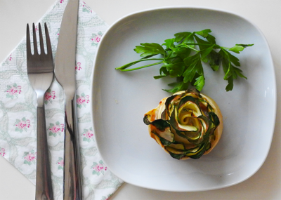 Salmon Courgette Roses